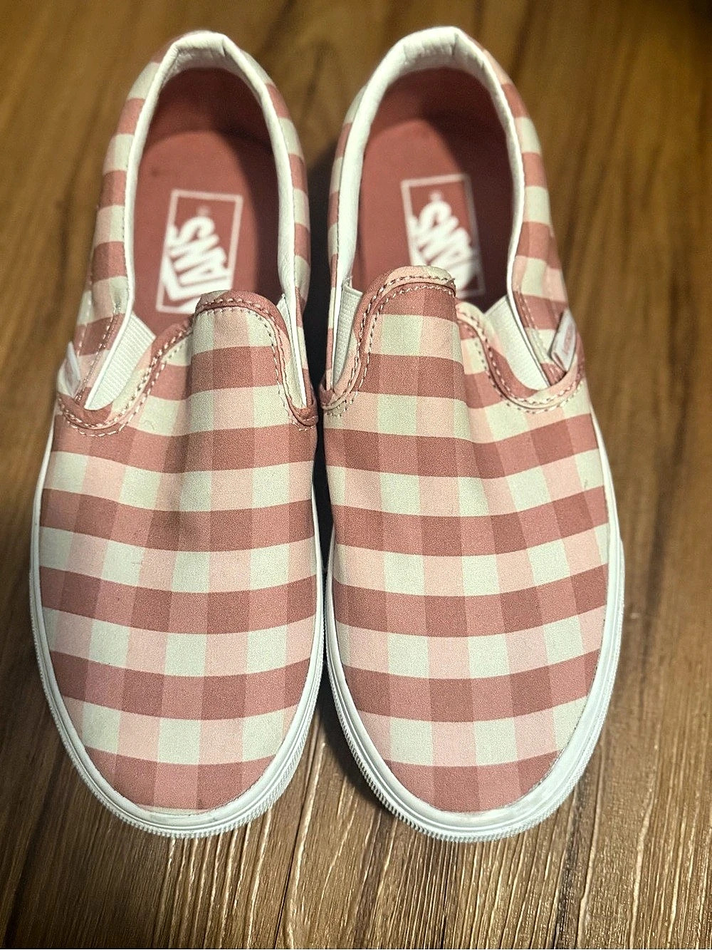 Vans Classic Slip-On Checkered Sneakers Pink & White US 7.5